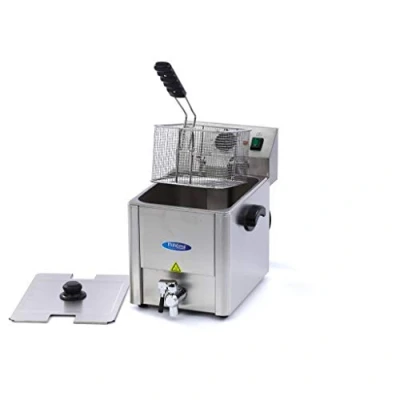 Afbeelding van Maxima Frituurpan 8 L 1 Mand met Tapkraan Friteuse 1,5 KG Frites Professioneel RVS Frituur Pan liter