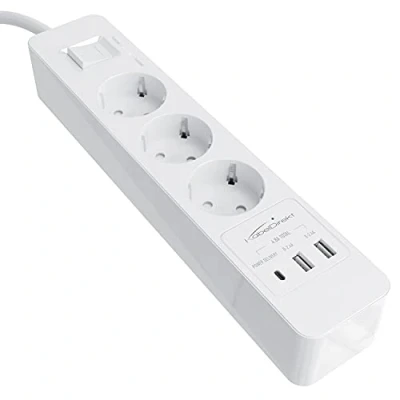 Afbeelding van KabelDirekt 3 voudige stekkerdoos &amp; meervoudige contactdoos (USB, Power Delivery 3.0, laadt afhankelijk van het toestel tot wel 3x sneller, overspannings /aanraakbeveiliging, TÜV gekeurd, wit)