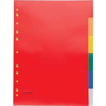 Afbeelding van Pergamy Tabbladen, Ft A4, 11 gaatsperforatie, Pp, 6 Tabs In Geassorteerde Kleuren Tabbladen