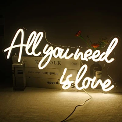 Afbeelding van All You Need Is Love neonlicht, led neonlichtbord voor bruiloftsfeestdecoratie, bar neon nachtverlichting, kunstwand neonborden thuis, bruiloftsfeest, achtergrond, vakantiefeestdecoratie