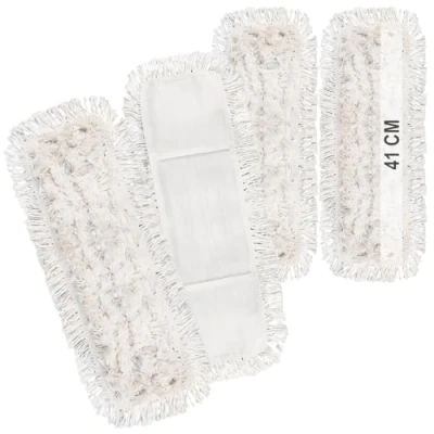 Afbeelding van COM FOUR® 4x premium veegdoek professionele microvezelvervangingsdoek voor vloermoppen reinigingsdoek moppen met een breedte van 41 cm mophoezen wasbaar tot 60C (4 stuks wit 41cm)