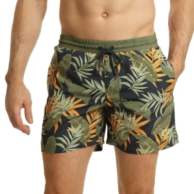 Afbeelding van RIPT Performance Heren Essentials Quick Dry UV 50 Zonnebescherming Zwemshort Trunks,Marineblauw/Groen Junglepatroon, XXL