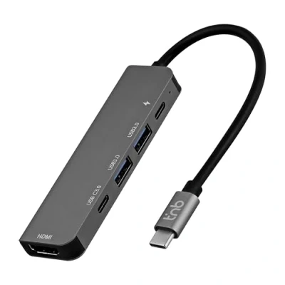 Afbeelding van T&#039;nb iClick 5 in 1 USB C hub, poorten, plug &amp; play Space Grey