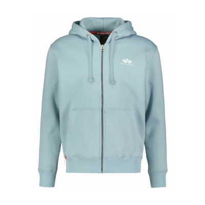 Afbeelding van Alpha Industries Basic Small LOGO Sweater met rits, Heren, Maat: Large, Blau grau