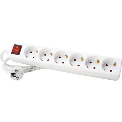 Afbeelding van Kopp tafelcontactdoos 6 voudig 45g RA+schak. wit (1.4mtr)