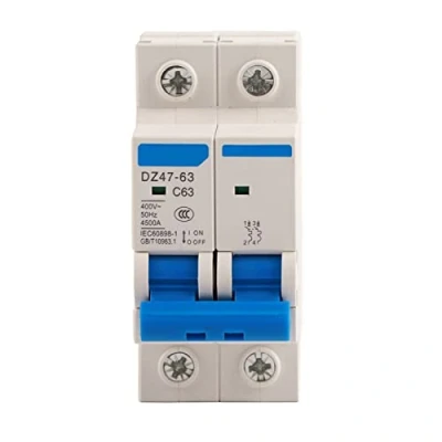 Afbeelding van 2P Miniatuur Stroomonderbreker 63A 400V AC Lekkage Bescherming Luchtschakelaar