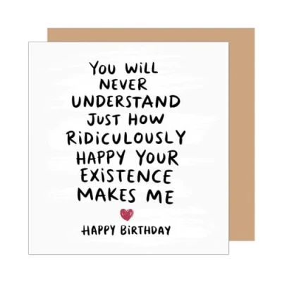 Afbeelding van Edition Seidel Premium vierkante verjaardagskaart met envelop. Wenskaart Happy Birthday bilet kaart voor man vrouw vriendin vriend citaat zwart wit (GQ367 SW025)