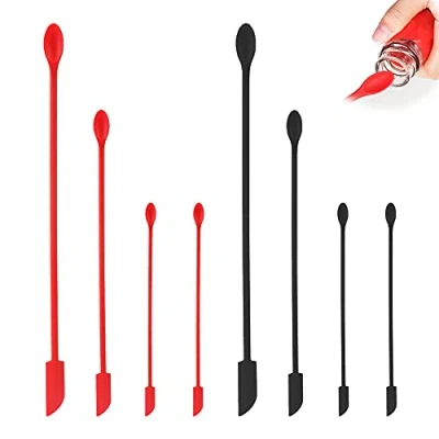 Afbeelding van 8 stuks mini spatels make up schraper, siliconen spatel voor cosmetica, herbruikbare kleine dunne potschraper om de laatste lotion eruit te krijgen, flessenschraper keuken, voedsel