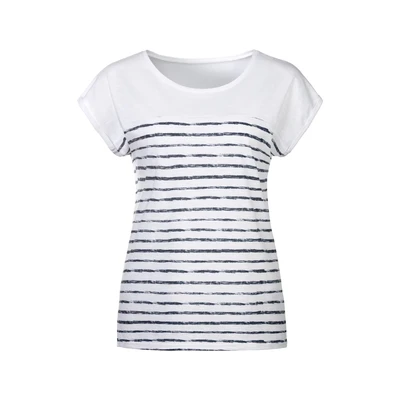 Afbeelding van Beach Time Tshirt print weißnavy, Dames, Maat: 48/50, Weiß navy