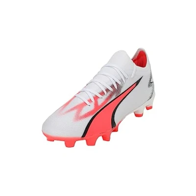 Afbeelding van Puma Ultra Match FG/AG Voetbalschoenen met kunststof noppen, Dames, Maat: 37.5, White/black/fire orchid Kunststof/ textiel