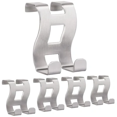 Afbeelding van RICOO Deurhaken om op te hangen, MH001 5, deurgarderobe, kledinghaken deur, garderobehaken, roestvrij staal, set van deurhangers, deurhakenlijst, zonder boren