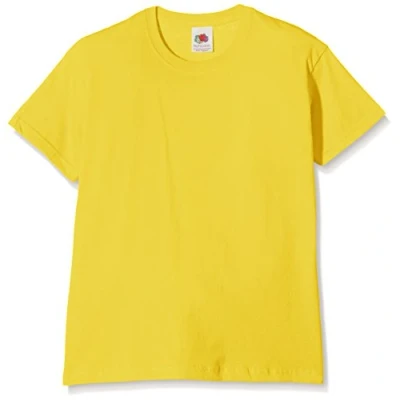 Afbeelding van Fruit of the Loom Unisex Kinderen Origineel T shirt met ronde hals en korte mouwen, Geel, 7 8 jaar