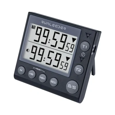 Afbeelding van Jayron 2 kanaals Timer met klok Kookwekker Magnetisch Countdown Digitale Wekker Minuut/Seconde Bureauklok Elektrische Stopwatch voor Koken(zwart)