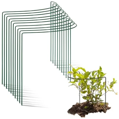 Afbeelding van Novatool 10 struiksteunen, metaal, halfrond, 40 cm, Ø 35 hoog, groen, plantenhouder, plantensteun, struiksteun, struikhouder, rozensteun