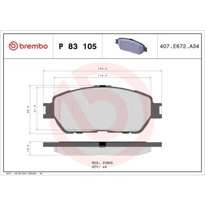 Afbeelding van Brembo Remblokset P 83 105