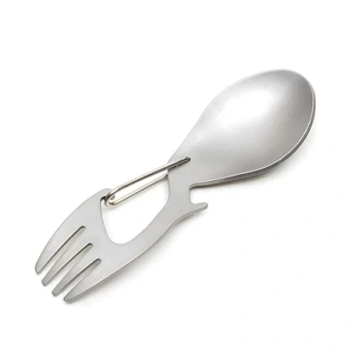 Afbeelding van Vork Rvs Sporks Titanium Lepel Met Blik Flesopener Multi Tool Voor Camping Reizen Bestek Zilver