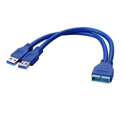 Afbeelding van SIENOC 2 poorts USB 3.0 A male naar 20 pins header moederbord verlengadapterkabel