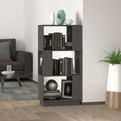 Afbeelding van Boekenkast/kamerscherm 51x25x101 cm massief grenenhout grijs