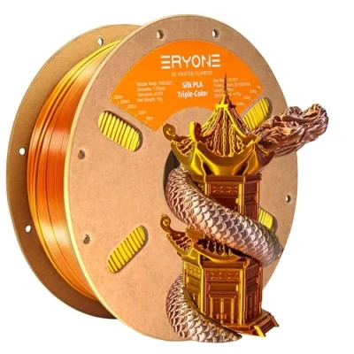 Afbeelding van ERYONE zijdeachtig PLA filament in drie kleuren, 1,75 mm, voor 3d printer, +/ 0,03 1 kg per spoel, goud, zilver en koper