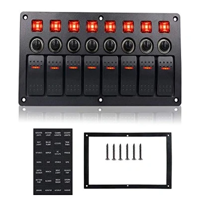 Afbeelding van CT CARID 8 Bende Schakelpaneel 12V, Boot met Overbelasting Bescherming Circuit Breakers voor Auto Marine RV Truck Camper Voertuigen Rood