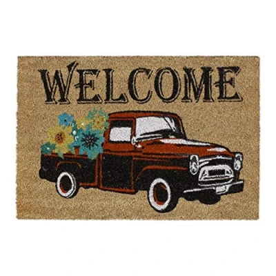 Afbeelding van Relaxdays deurmat kokos welcome kokosmat 40x60 welkomstmat schoonloopmat print