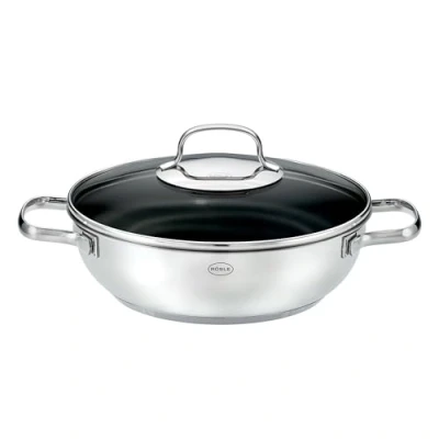 Afbeelding van RÖSLE ELEGANCE ProCera serveerpan, antiaanbaklaag, stijlvol &amp; efficiënt Ø 28 cm, hittebestendig tot 260 C, keramische glazuurlaag, zilver, roestvrij staal 18/10