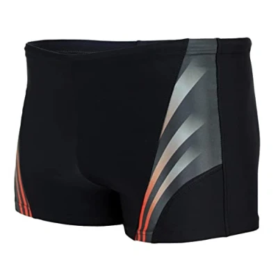 Afbeelding van Aquarti Heren Zwemboxer met Zijstroken Zwembroek, Zwart/Rood, XL