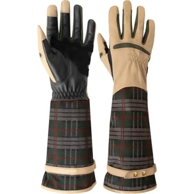 Afbeelding van ACE Garden Glam Tuinhandschoenen voor vrouwen, lange dameshandschoenen van geitenleer, tegen rozendoornen en stekels, L