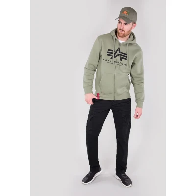 Afbeelding van Alpha Industries Basic Hoody Sweater met rits, Heren, Maat: XL, Olive