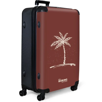 Afbeelding van NoBoringSuitcases.com® Koffer groot Reiskoffer lichtgewicht Rood met witte palmboom Rolkoffer 4 wielen Grote trolley XL 98 liter bagage