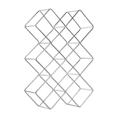 Afbeelding van DESIGN DELIGHTS WIJN FLESSENREK CUBE metaal, 37,5x25x10cm (HxBxD) flessenhouder Kleur: zilver