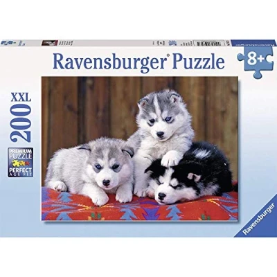 Afbeelding van Ravensburger Kinderpuzzel puzzel 200 p XXL schattige huskies vanaf 8 jaar 12823