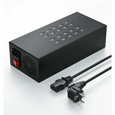 Afbeelding van Laadstation voor meerdere apparaten, 20 poorts 200W/40A USB laadstation, in 1 oplaadhub, laadstations iPhone, iPad, Samsung, tablets en andere elektronica