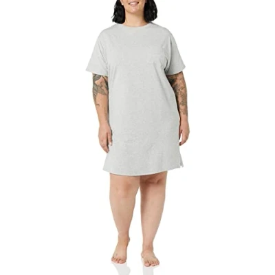 Afbeelding van Amazon Essentials Dames gebreide jersey slaap tee nachthemd (verkrijgbaar in grote maten), grijs gemêleerd, groot