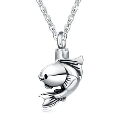 Afbeelding van Quiges RVS Ashanger Urn Vis met Verstelbare Ketting 46 52cm Asketting As sieraad SLSA029