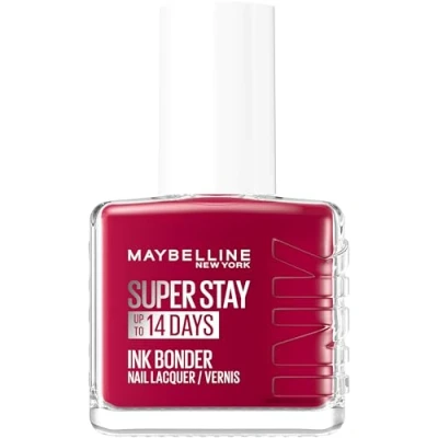 Afbeelding van Maybelline New York Super Stay Ink Bonder nagellak 501 Cherry Sin langdurige voor sterke nagels en intensieve kleur, 12,3 ml