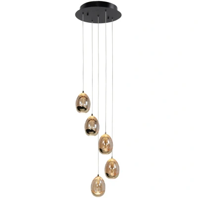 Afbeelding van Highlight Hanglamp Golden Egg 5 Lichts Zwart/Goud Goud 155,00cm x 30,00cm