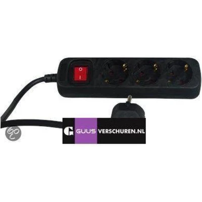 Afbeelding van REV Ritter 0512371555 stekkerdoos 3 voudig met schakelaar KS 1,4 m, zwart