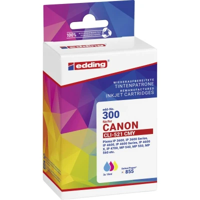 Afbeelding van Edding Inktcartridge vervangt Canon CLI 521CMY Compatibel Cyaan, Magenta, Geel EDD 300 18 01