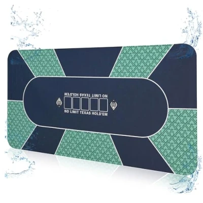 Afbeelding van FURUISEN Waterdichte professionele pokermat 180 x 90 cm, 8 spelers draagbare rubber Texas Hold&#039;em Poker Tafelblad Layout w/Rits Handtas om kaarten te spelen, Games, Blackjack, Casino