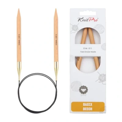 Afbeelding van KnitPro Basix rondbreinaalden, 60 cm x 9 mm, vaste berk
