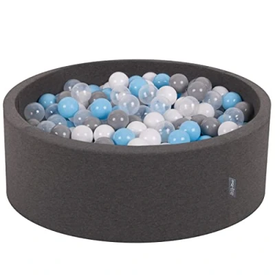 Afbeelding van KiddyMoon Schuim Ballenbak Voor Kinderen Met Ballen Ø 7 Cm Gemaakt In EU, Donkergrijs:Grijs Wit Transparant Babyblue,90X30cm/300