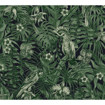 Afbeelding van AS Creation Greenery 37210 1 372101 Groen / Zwart