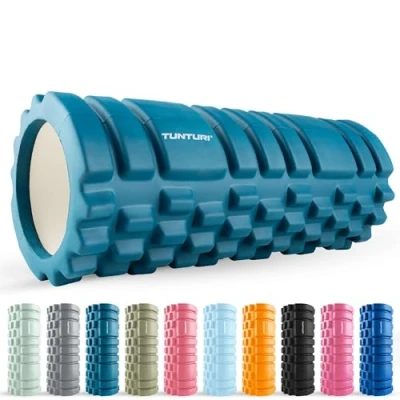 Afbeelding van Tunturi Yoga Grid Foam Roller Massage 33 cm lang Foamroller fitness Petrol Blauw Incl. gratis app