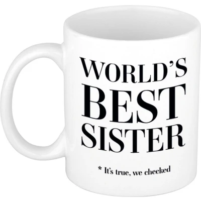 Afbeelding van Worlds best sister Cadeau koffiemok / theebeker wit 330 ml mokken feest