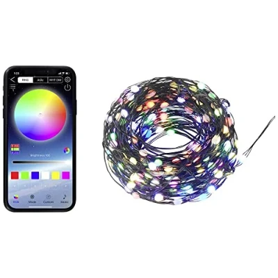 Afbeelding van Sygonix SY 5167250 USB lichtketting werkt op Aantal lampen 200 LED RGB Verlichte lengte: 19.9 m App besturing, Timer, Kleurwissel