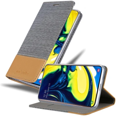 Afbeelding van Cadorabo Hoesje geschikt voor Samsung Galaxy A80 / A90 4G in LICHTGRIJS BRUIN Beschermhoes met magnetische sluiting, standfunctie en kaartvakje Book Case Cover Etui