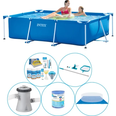 Afbeelding van Intex Frame Pool Rechthoekig 220x150x60 cm 6 delig Zwembad Combi Deal