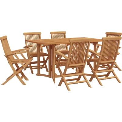 Afbeelding van vidaXL 7 delige Tuindining set Massief Hout Teak