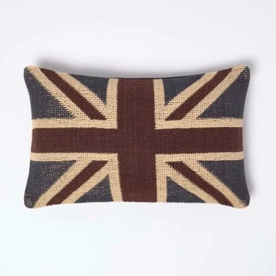 Afbeelding van HOMESCAPES Handgeweven jacquard Union Jack kussenhoes 30 x 50 cm Verenigd Koninkrijk vlag decoratieve 100% katoen het perfecte Britse cadeau